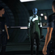 Ashley Williams (left) and Liara T’Soni (right) confront Commander Shepard after he expresses romantic interest in both of them, forcing him to pick who he truly feels affection for.